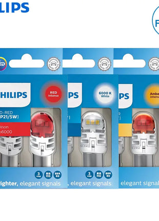 Philips Ultinon Pro6000 LED P21/5W 1157 S25 Two Contacts Amber Red White Car Turn Signal Stop Lamps No Flash Flicker Error Free