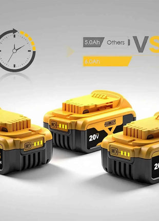 Batteria Dewalt 20V 100% Originale, Batteria agli Ioni di Litio Ricaricabile 6000mAh, Batteria di Ricambio per Utensili Elettrici Dewalt DCB200 DCB206