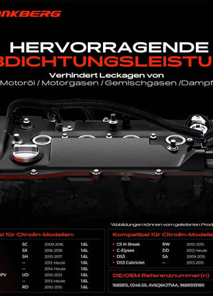 Coperchio valvole Frankberg 1x per Citroën Peugeot 1.6L Bj dal 2007 1685815 0248.S0 AV6Q6K271AA 9688939180