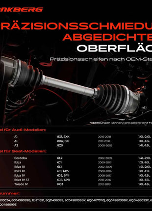 Frankberg 1x Set Giunto Semiasse Anteriore per VW Polo Audi A1 8X A2 8Z0 Seat Cordoba Skoda 6Q0498099EX 6C0498099B