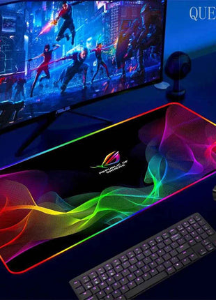 Cartoon Asus Deskmat Mouse Pad Gaming LED Mouse Mat 900x400 Mousemats Table Pads PC Office Desk Mat RGB Keyboard Mats XXL