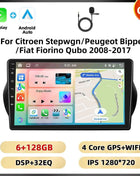 Podofo 2Din 8 + 128G Car Radio For Citroen Nemo/Peugeot Bipper/Fiat Fiorino Qubo 2008-2017 Android Auto Carplay GPS RDS Car Stereo