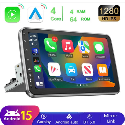 Universal Autoradio MOPECT Android 15 10.1" 360° Touchscreen 1 DIN Wireless CarPlay Android Auto GPS Navi RDS WiFi Mikrofon FM