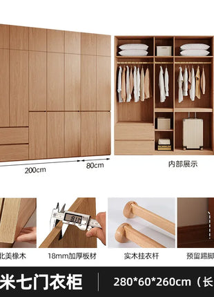 Armadio in Legno Massello di Rovere — Stile Nordico Scandinavo | Guardaroba Modulare per Camera da Letto