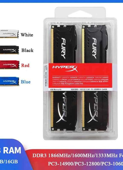 HyperX Fury RAM DDR3 8GB 16GB 2x4GB (2x8GB) 1866MHz 1600MHz 1333MHz Desktop RAM PC3-12800 14900 1.5V DIMM 240Pin DDR3 PC Memory