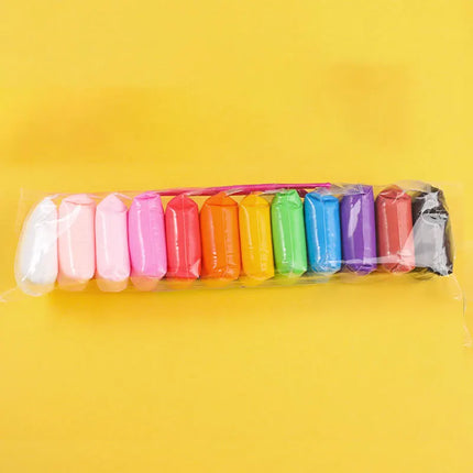 Set di argilla leggera non tossica da 12/24/36 colori, argilla modellabile morbida ad asciugatura all'aria per bambini, kit per scultura fai-da-te e gioco creativo
