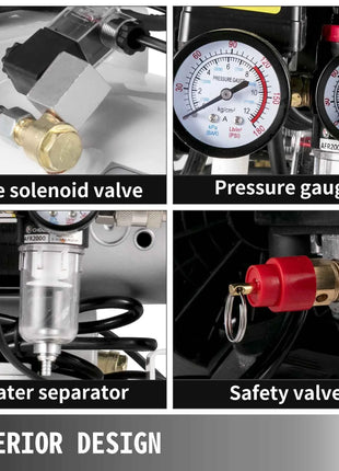 SucceBuy 25/60L Air Compressor 110V/240V Oil-Free Air Compressor 750W1 HP For Home Repair Tire Inflation Whisper Compressor