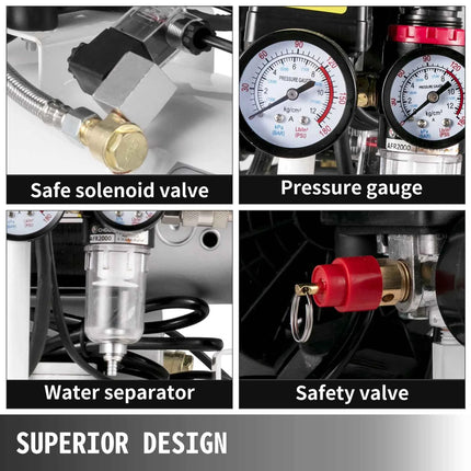 SucceBuy 25/60L Air Compressor 110V/240V Oil-Free Air Compressor 750W1 HP For Home Repair Tire Inflation Whisper Compressor