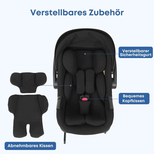 Babyvoyage Black Baby Car Seat with Isofix Base Station UPF45+ Sun Protection Comfortable Breathable Mesh I-Size Infant Car Seat