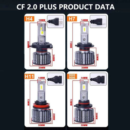 OSRAM LED H4 H7 H11 CF2.0 Plus Car Headlight HB3 HB4 80W Power 12/24V High Low Beam 6000K Bright White Upgarde Lamps Fog Light