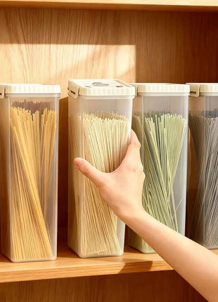 WORTHBUY Pasta Storage Box With Handle Moisture-Proof Plastic Noodles Sealed Can Spaghetti Storage Container Kitchen Organizer
