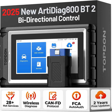 TOPDON Artidiag800 BT 2 Automotive Car Diagnostic Tool Full System OBD2 Scanner 2 Years Free Update Scan Tool VCI Repair Tool