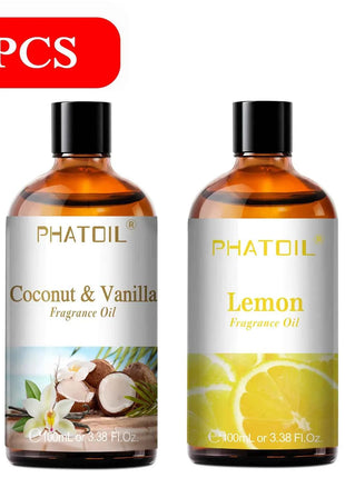 PHATOIL 100ml Aromatherapy Fragrance Oil Coconut & Vanilla Strawberry Cherry Lemon 1/2/3pcs Aroma Oil For Diffuser Candle Making