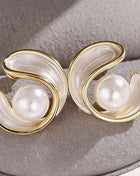 Orecchini a perno da donna Huitan, delicati, con smalto bianco, estetici, per matrimonio, fidanzamento, accessori di lusso, versatili, gioielli da festa, regalo per signora