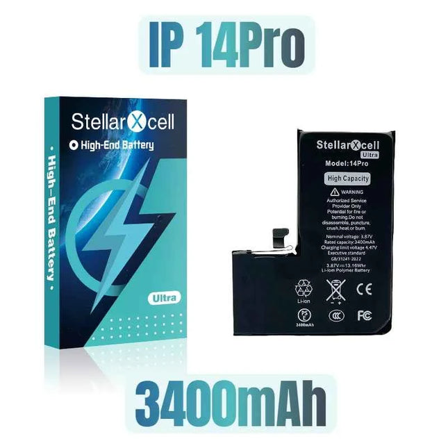 StellarXcell Ultra High Capacity Battery For iPhone7 8Plus 11 12Mini 13ProMax X XS XR 14plus 15Pro  show 100%healthy