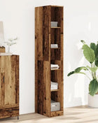 Armadio in legno vintage 30x50x200 cm in legno ingegnerizzato, effetto legno antico