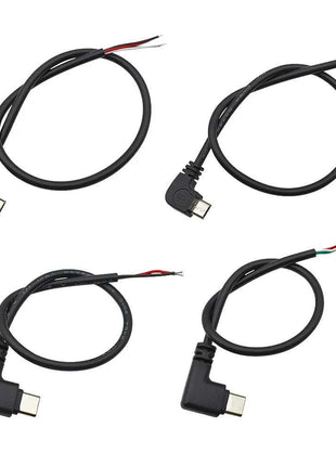 1 pz 2 pin 4 pin tipo-c micro USB USB 2.0 una spina maschio testa a gomito cavo di alimentazione connettore di saldatura linea di riparazione fai da te 0.25 m 0.3 m 1 m