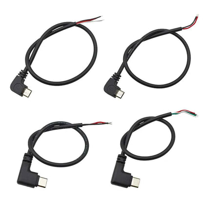 1 pz 2 pin 4 pin tipo-c micro USB USB 2.0 una spina maschio testa a gomito cavo di alimentazione connettore di saldatura linea di riparazione fai da te 0.25 m 0.3 m 1 m