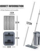 Hand Free Flat Floor Mop And Bucket Set For Professional Home Floor Cleaning System With Washable Microfiber Pads For Hardwood