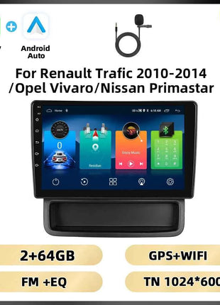 Podofo 10.1'' 8Core Car Audio For Renault Trafic 2010-2014/ Opel Vivaro/Nissan Primastar Carplay Android Auto Qualcomm DSP RDS