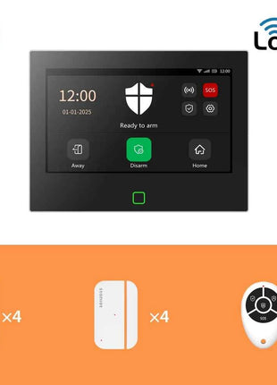 Staniot 7inch Lora Protection Kit WiFi 4G Tuya Smart Home Alarm System with 5000mAh Battery 500M Distance Works with Alexa