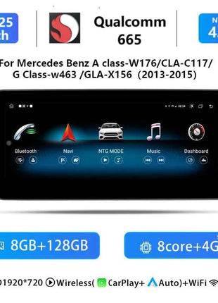 10.25"Qualcomm 665 Wireless Carplay Android 14 For Mercedes Benz CLA C117 X117 X156 W176 2013-2019 Radio Multimedia ScreenStereo