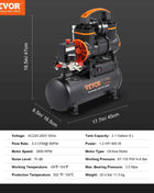 SucceBuy Silent Air Compressor 900W 1450W 1800W Quiet Oil-free Portable Air Pump for Repair Tire Inflation Whisper Compressor