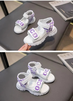 Sandali per bambini Ragazze Estate 2025 nuova moda scarpe da spiaggia per ragazze con suola morbida CuHK sandali sportivi antiscivolo per bambini