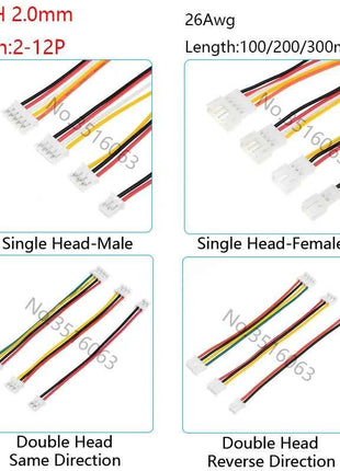5/10 Pz Micro JST PH 2.0mm Maschio/Femmina Connettore Con Filo 100/200/300mm Cavo 2/3/4/5/6/8/10P Spille Ponticello Linea Per Arduino