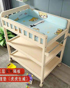 Baby Solid Wood Diaper Changing Table Multi-functional Bathing Massage Touching and Nursing Table for Newborns Movable