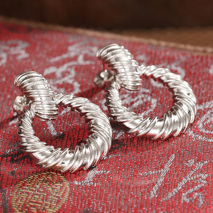 Orecchini a Cerchio Huitan per Donne, Design Intrecciato Circolare, Accessori di Lusso alla Moda per Feste, Gioielli Delicati in Metallo per Matrimoni