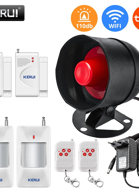 KERUI Tuya Smart WIFI Sistema di Allarme di Sicurezza Kit 110dB Wireless Forte Sirena Interna/Esterna Corno Casa Antifurto Sensore Porta di Movimento