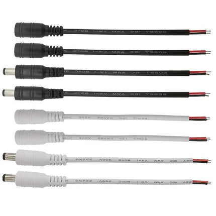 5.5*2.1mm Maschio Femmina Cavo di Alimentazione DC Spina del Cavo Martinetti Adattatore del Connettore Treccia Bianco Nero Per Telecamera CCTV 5050 3528 HA CONDOTTO LA striscia