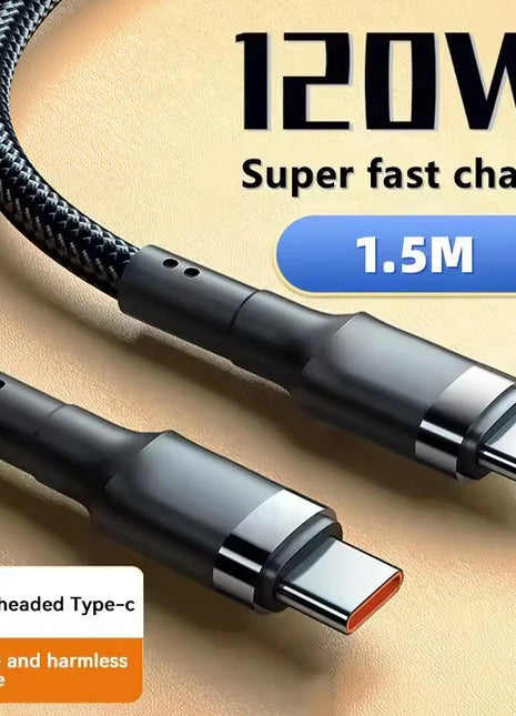 Cavo di ricarica rapida da 120W, cavo USB C a USB Type C di alta qualità con ricarica rapida PD per iPhone Xiaomi 17 Plus Pro Max Samsung S24
