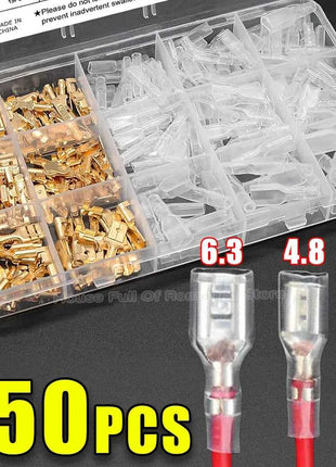 Kit di terminali a crimpare da 2.8/4.8/6.3mm, connettori a forcella maschio/femmina in rame con guaina isolante, scatola di connettori elettrici