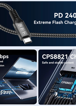 FDBRO 8K Cavo USB4 40Gbps 240W PD3.1 QC4.0 Per Thunderbolt 4 Tipo C Cavo di ricarica veloce Thunderbolt3 USB da C a C Trasferimento dati