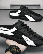 2023 Men's Fashion New Style Flat-Soled Wild Latex Sole Summer Thin Section Baotou Half-Slippers
