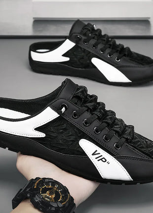 2023 Men's Fashion New Style Flat-Soled Wild Latex Sole Summer Thin Section Baotou Half-Slippers