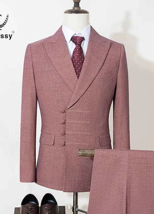 ST Cassy Elegant mens suits for wedding Slim fit Double Breasted Multiple buttons Casual Business Two-piece dress party outfit
