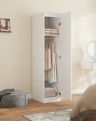 Armadio multiuso con asta appendiabiti, ripiano, anta con chiusura ammortizzata 40 x 52 x 180 cm bianco