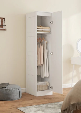 Armadio multiuso con asta appendiabiti, ripiano, anta con chiusura ammortizzata 40 x 52 x 180 cm bianco
