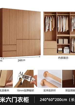 Armadio in Legno Massello di Rovere — Stile Nordico Scandinavo | Guardaroba Modulare per Camera da Letto