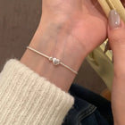 Bracciale da Donna con Perline d'Amore in Argento, Catena a Osso di Serpente Kpop, Accessori di Moda