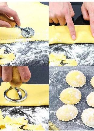 Kitchen Stainless Steel Cookies Cutter Set Pasta Press Attachment Kit Ravioli Maker Mold Tool Ravioli Stamp Set Pastry Wheel Set