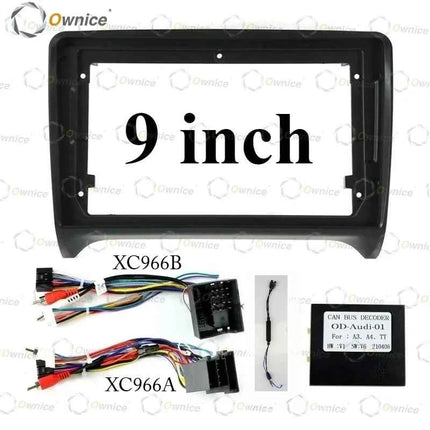 Ownice 9 "Fascias per autoradio per Audi TT MK2 2006- 2014 2 Din Montaggio su telaio Pannello stereo Cablaggio Cavo di alimentazione Adattatore Canbus