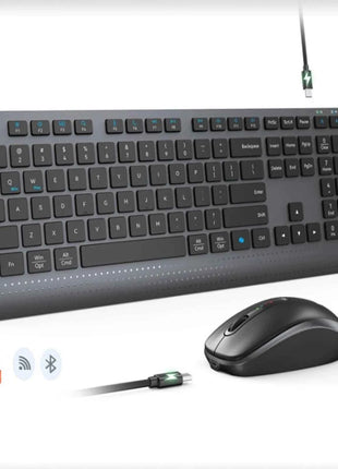 Dual-mode 2.4G Wireless Keyboard Mouse Combo Mute Rechargeable Keyboard Mouse Set With Multi-Function Keys for Windows PC Gamer