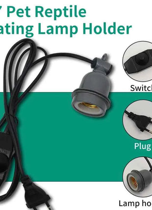 E27 Pet Reptile Heating Lamp Holder Crawling Lizard Turtle Chicken Heating Lamp Holder & Power Cord Switch Heating Lamp Socket