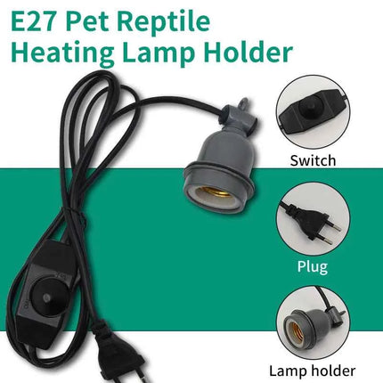 E27 Pet Reptile Heating Lamp Holder Crawling Lizard Turtle Chicken Heating Lamp Holder & Power Cord Switch Heating Lamp Socket