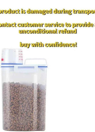 1.5kg/2kg Dog Cat Food Pail Plastic Storage Tank with Measuring Cup Container Moisture-proof Sealed Jar Pet Supplies Accessories