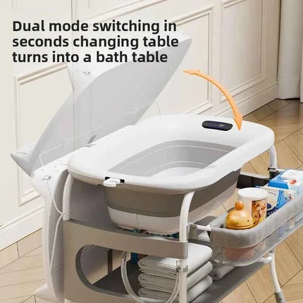 Portable Foldable Baby Diaper Changing Station with Adjustable Height Non Slip Base Storage Shelf Newborn Care Table
